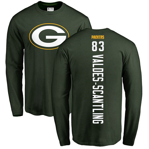 Men Green Bay Packers Green #83 Valdes-Scantling Marquez Backer Nike NFL Long Sleeve T Shirt->nfl t-shirts->Sports Accessory